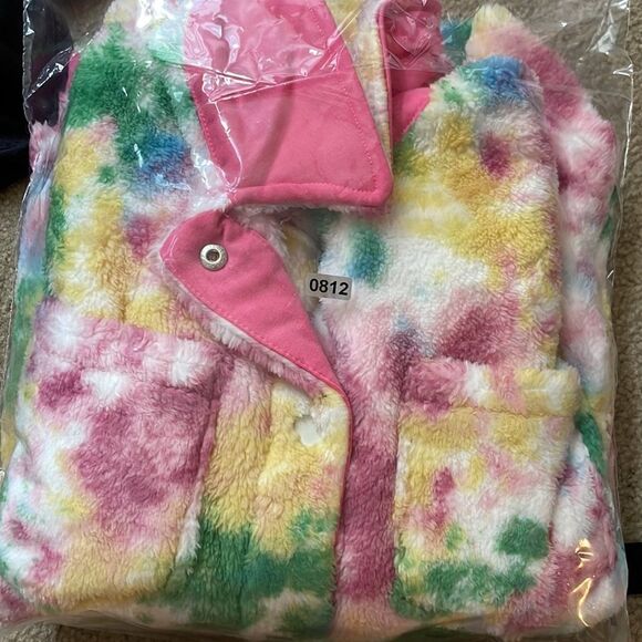 TREASURE & BOND Fleece Shirt Jacket Kids Large (10/12) Multicolor Tie Dye - Picture 11 of 11